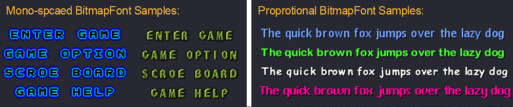  Samples of Sprite using BitmapFont